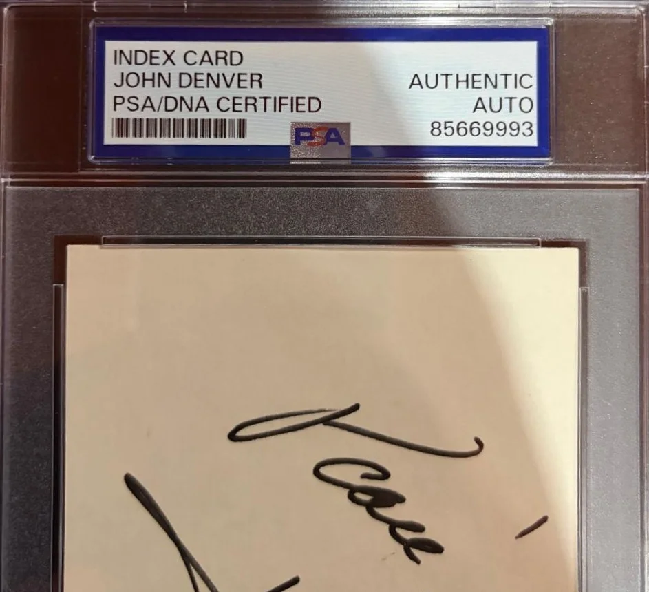 John Denver — JOHN DENVER SIGNED INDEX CARD ENCAPSULATED PSA WHOSE GARDEN WAS THIS COUNTRY, image 3
