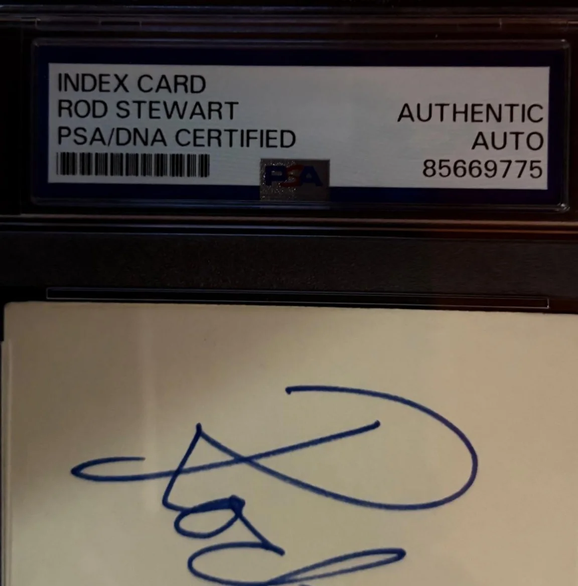 Rod Stewart — ROD STEWART SIGNED INDEX CARD PSA ENCAPSULATED HAVE YOU EVER SEEN THE RAIN FULL, image 3