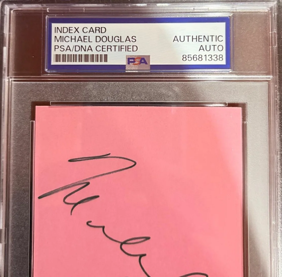 Michael Douglas — MICHAEL DOUGLAS SIGNED INDEX CARD ENCAPSULATED PSA WALL STREET LAST VEGAS, image 3