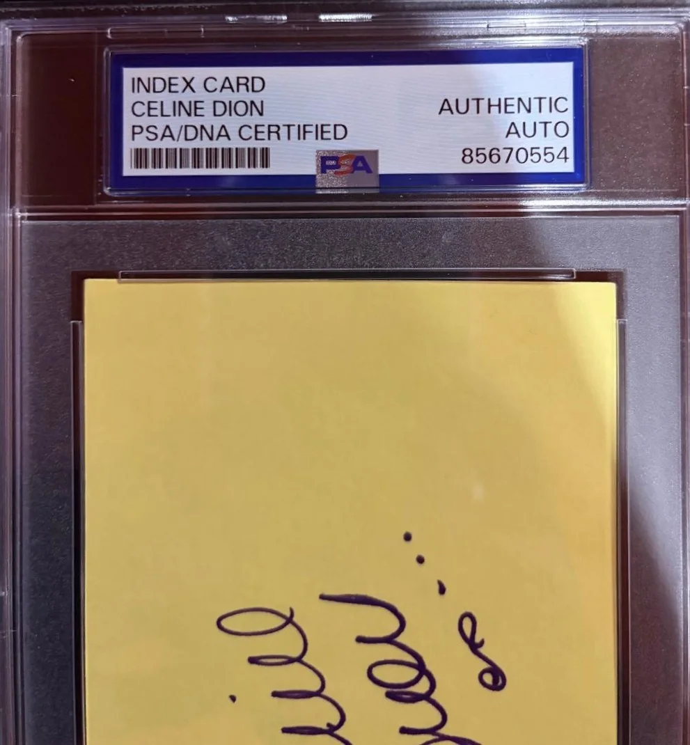 Celine Dion — CELINE DION SIGNED AUTOGRAPH INDEX CARD ENCAPSULATED PSA POWER BALLADS UNISON A, изображение 3