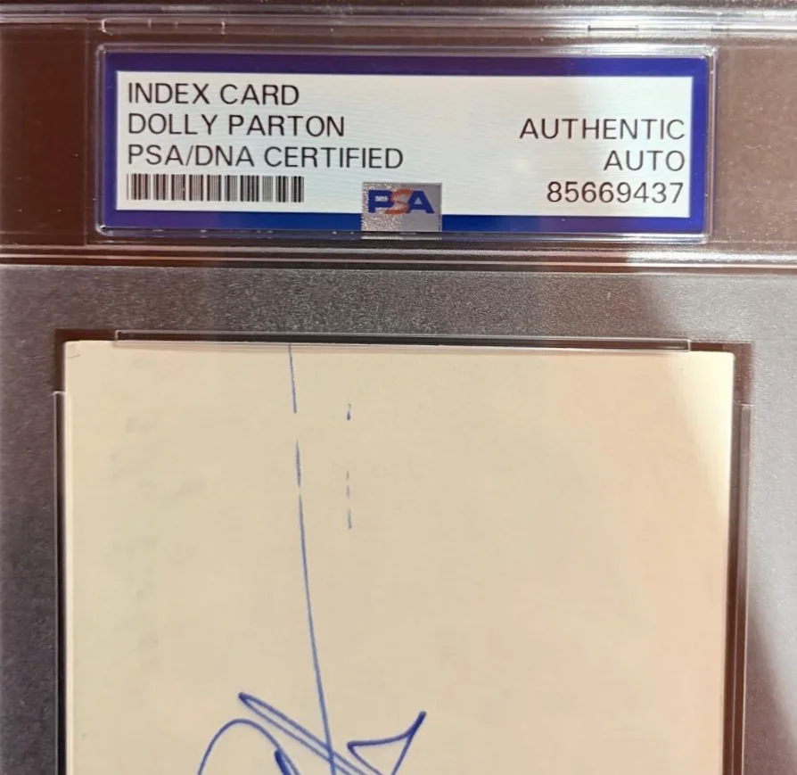 Dolly Parton — DOLLY PARTON SIGNED AUTOGRAPHED INDEX CARD ENCAPSULATED PSA HERE YOU COME AGAIN, image 3