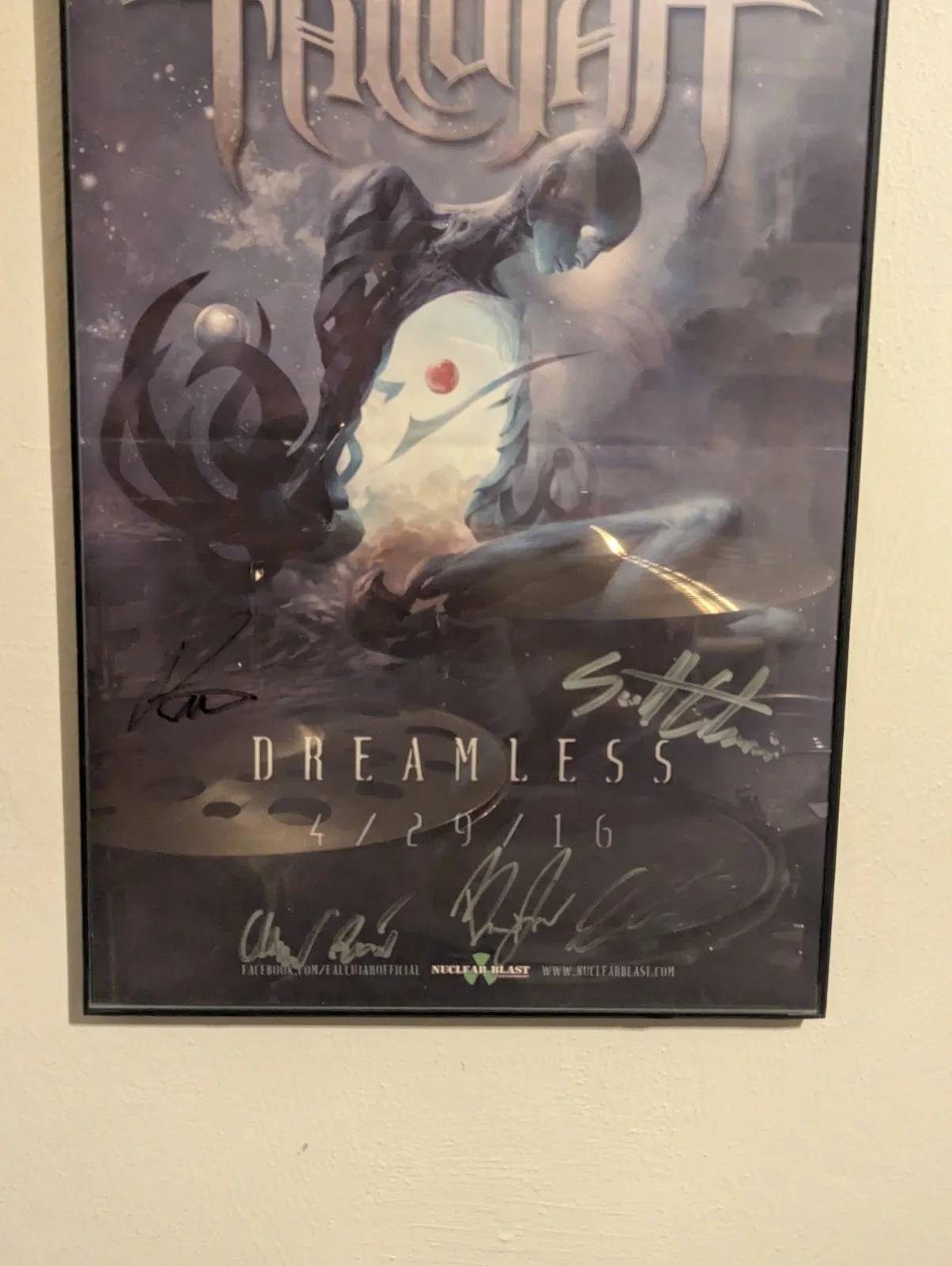 11" X 17" Framed Signed Poster - Fallujah "Dreamless" 2016 Tour - Nuclear Blast, image 2