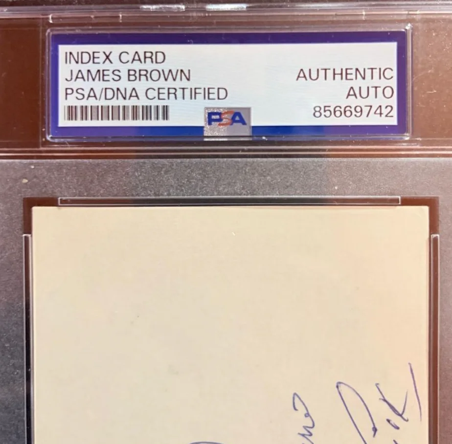 James Brown — JAMES BROWN SIGNED AUTOGRAPHED INDEX CARD ENCAPSULATED GOT YOU FEEL GOOD PSA B, изображение 3