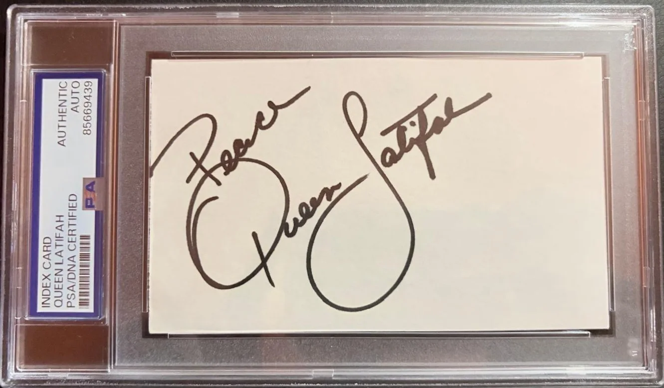 Queen Latifah — QUEEN LATIFAH SIGNED AUTOGRAPHED INDEX CARD ENCAPSULATED PSA TAXI SCARY MOVIE