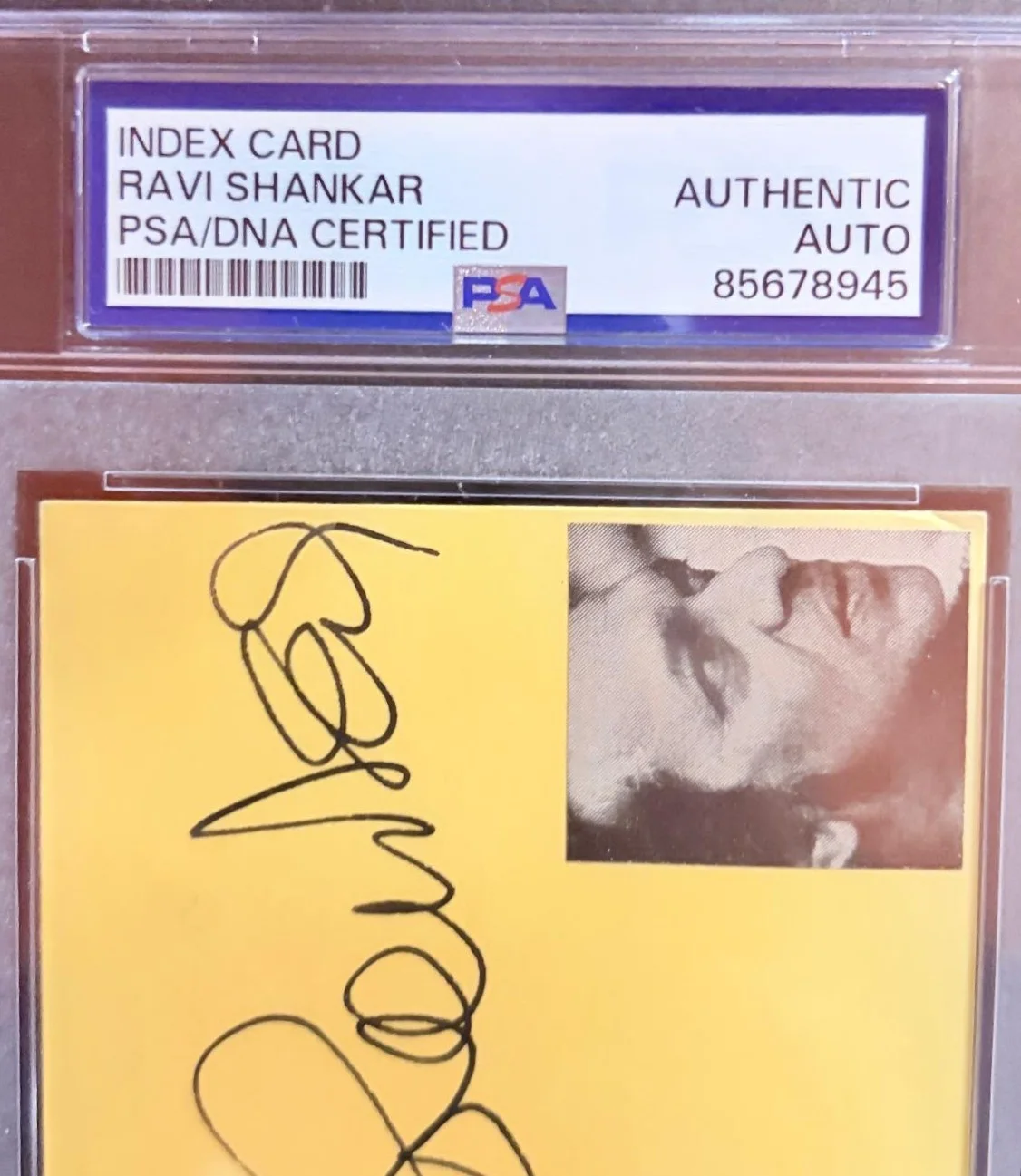 Ravi Shankar — RAVI SHANKAR SIGNED INDEX CARD ENCAPSULATED PSA THE CONCERT FOR BANGLADESH, изображение 3