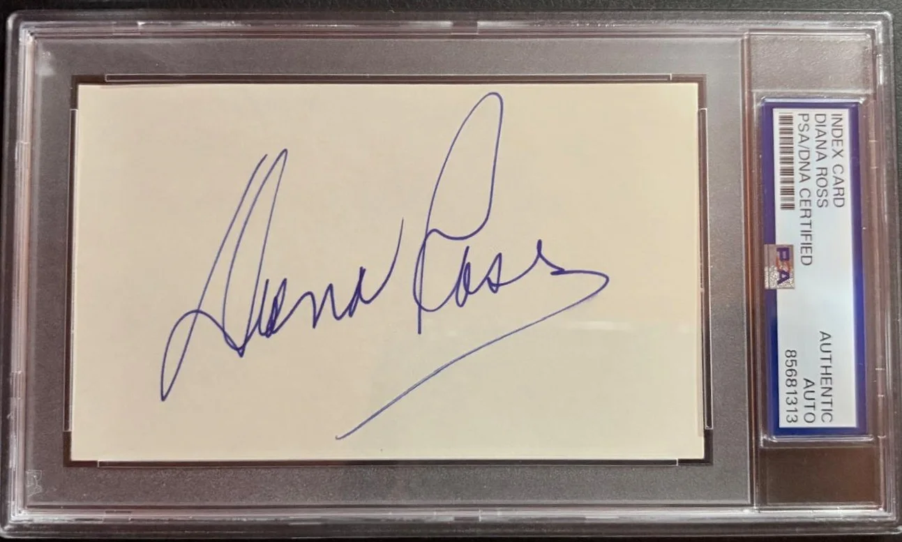 Diana Ross — DIANA ROSS SIGNED INDEX CARD PSA ENCAPSULATED I'M COMING OUT BABY LOVE C