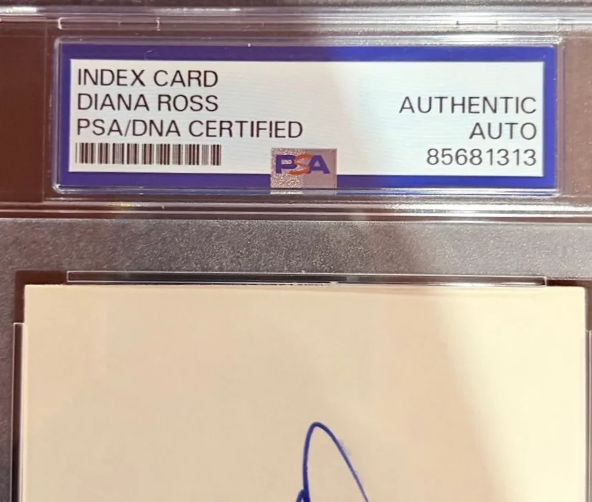 Diana Ross — DIANA ROSS SIGNED INDEX CARD PSA ENCAPSULATED I'M COMING OUT BABY LOVE C, изображение 2