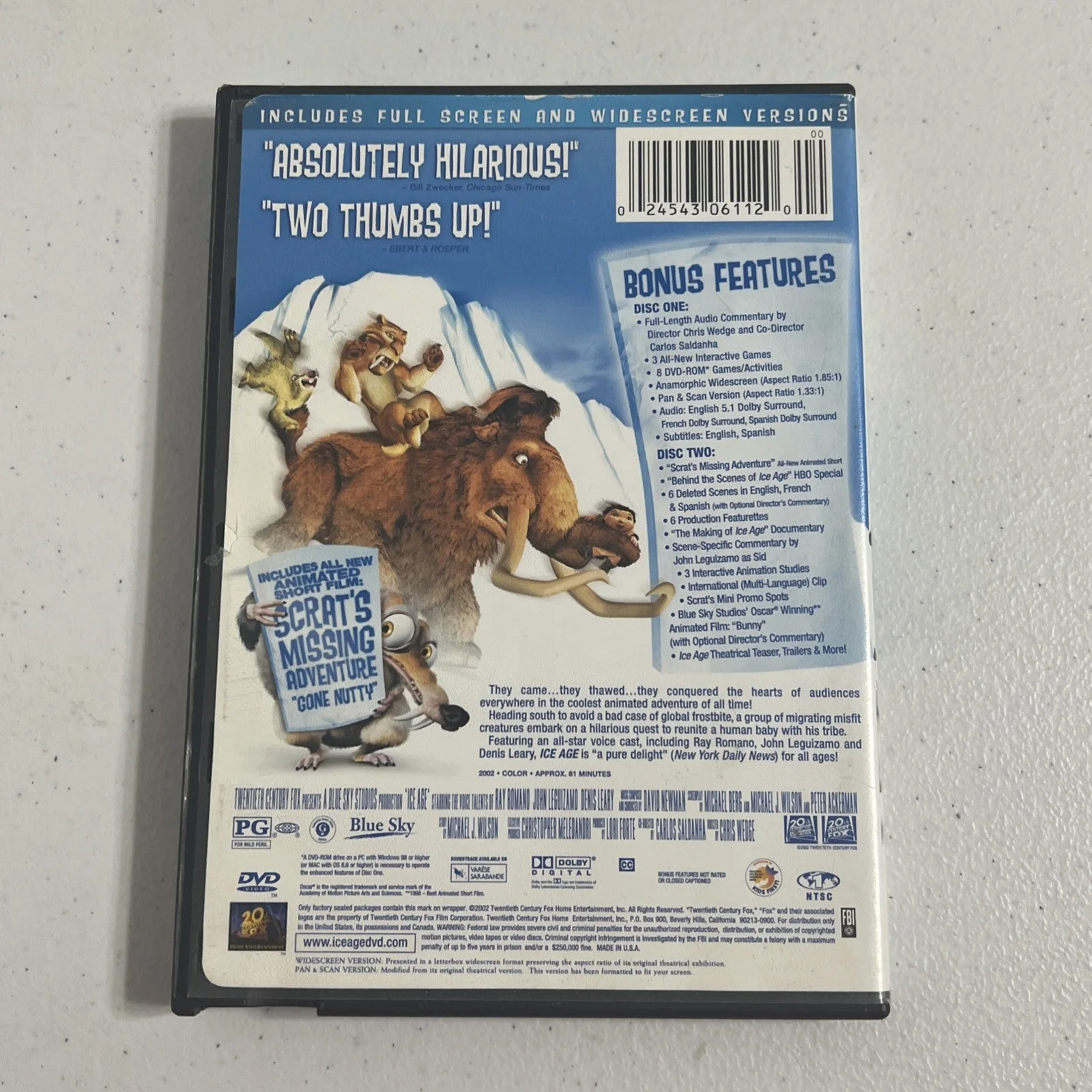 Ray Romano & Denis Leary Signed Autographed Ice Age DVD Actor Comedian PSA DNA, изображение 2
