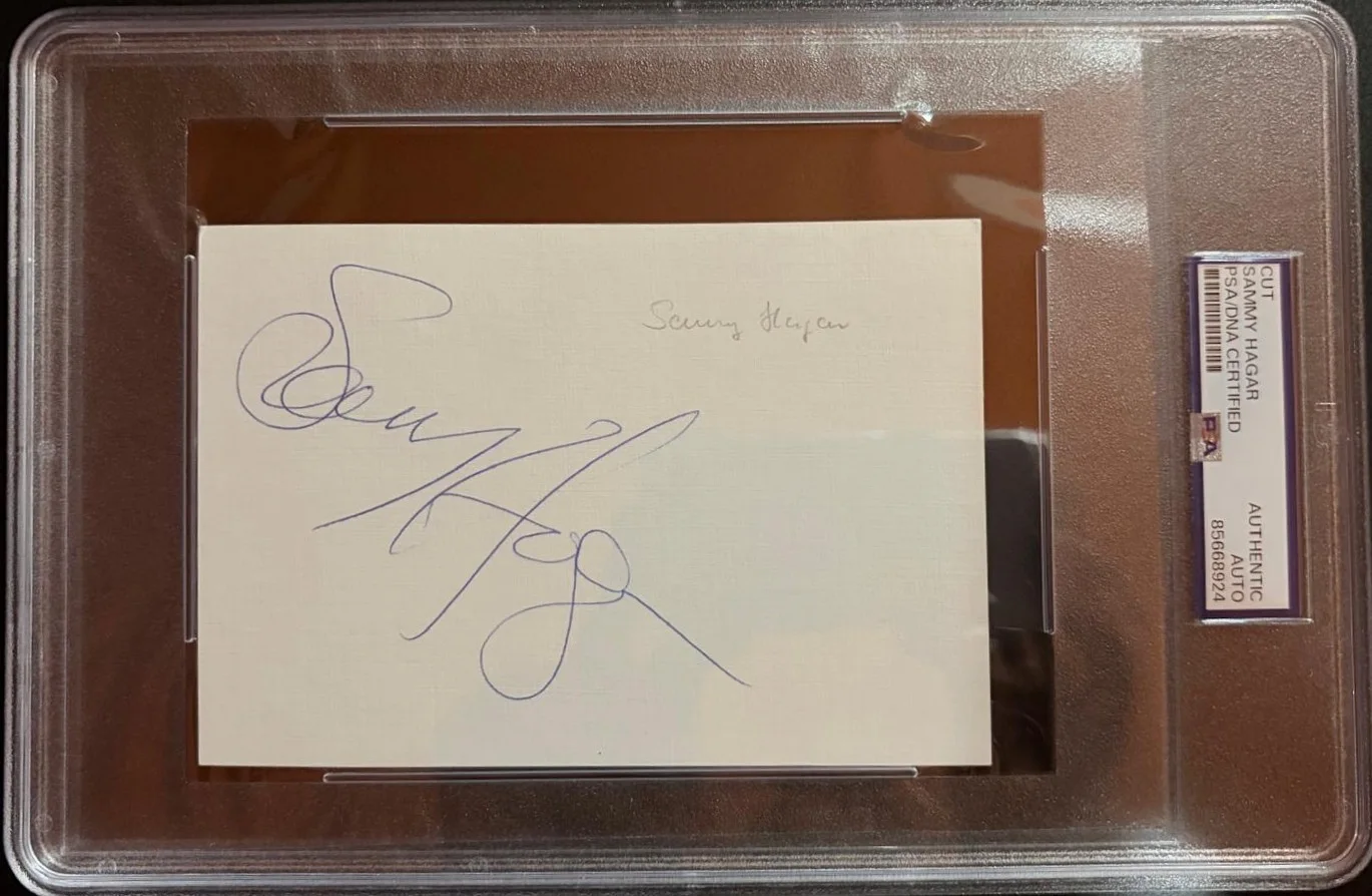 Sammy Hagar — SAMMY HAGAR SIGNED AUTOGRAPH CUT ENCAPSULATED PSA MONTROSE HARD ROCK CHICKENFOOT