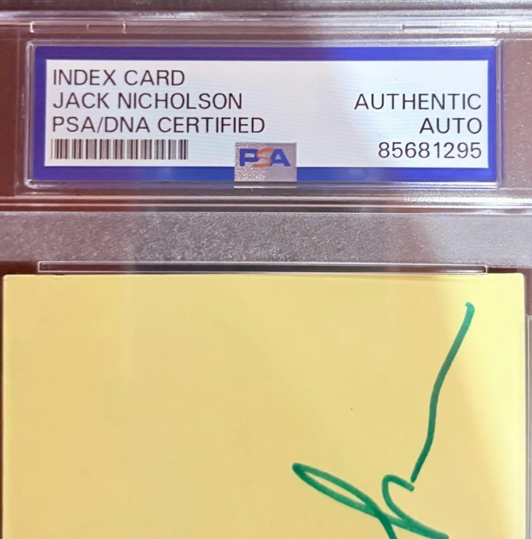 Jack Nicholson — JACK NICHOLSON SIGNED INDEX CARD ENCAPSULATED PSA JOKER THE SHINING CUCKOO NEST, image 3