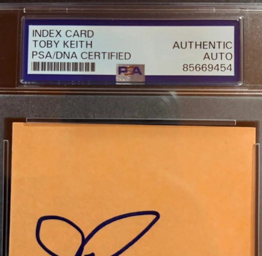 Toby Keith — TOBY KEITH SIGNED INDEX CARD ENCAPSULATED PSA SHOULD VE BEEN A COWBOY COUNTRY, image 3