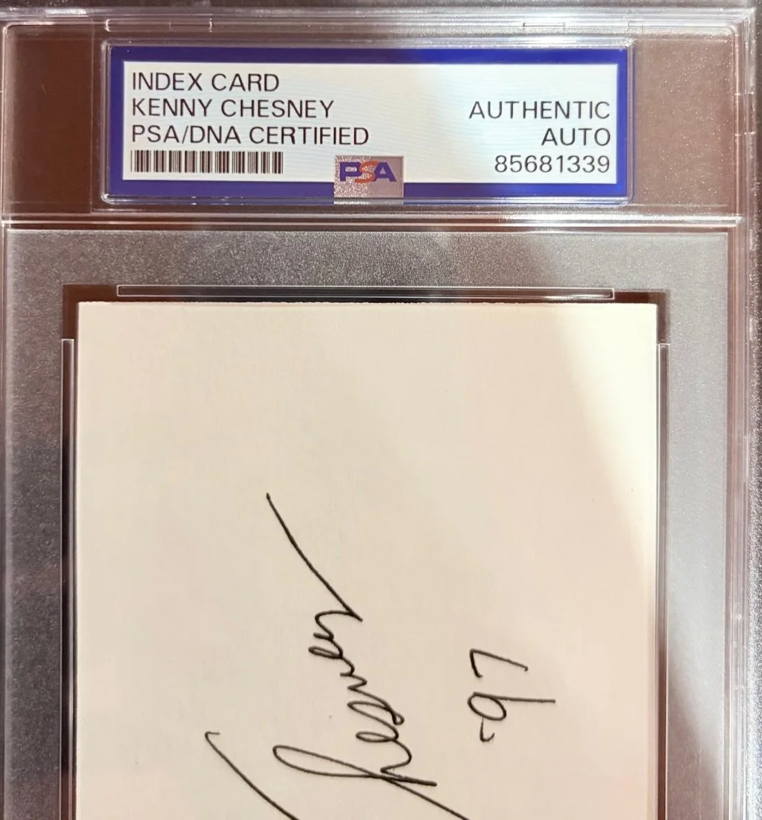 Kenny Chesney — KENNY CHESNEY SIGNED INDEX CARD ENCAPSULATED PSA SUMMERTIME VINTAGE FULL NAME 97, image 3
