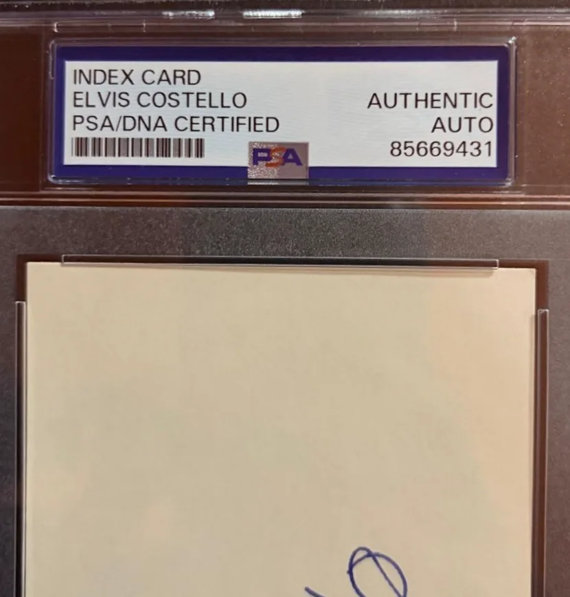 Elvis Costello — ELVIS COSTELLO SIGNED AUTOGRAPH INDEX CARD ENCAPSULATED PSA FULL NAME VINTAGE, изображение 3