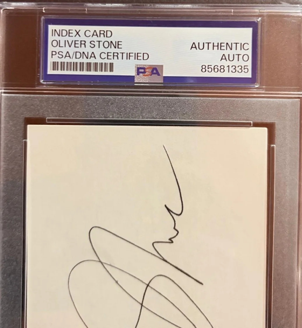 Oliver Stone — OLIVER STONE SIGNED AUTOGRAPHED INDEX CARD ENCAPSULATED PSA MIDNIGHT EXPRESS, image 3