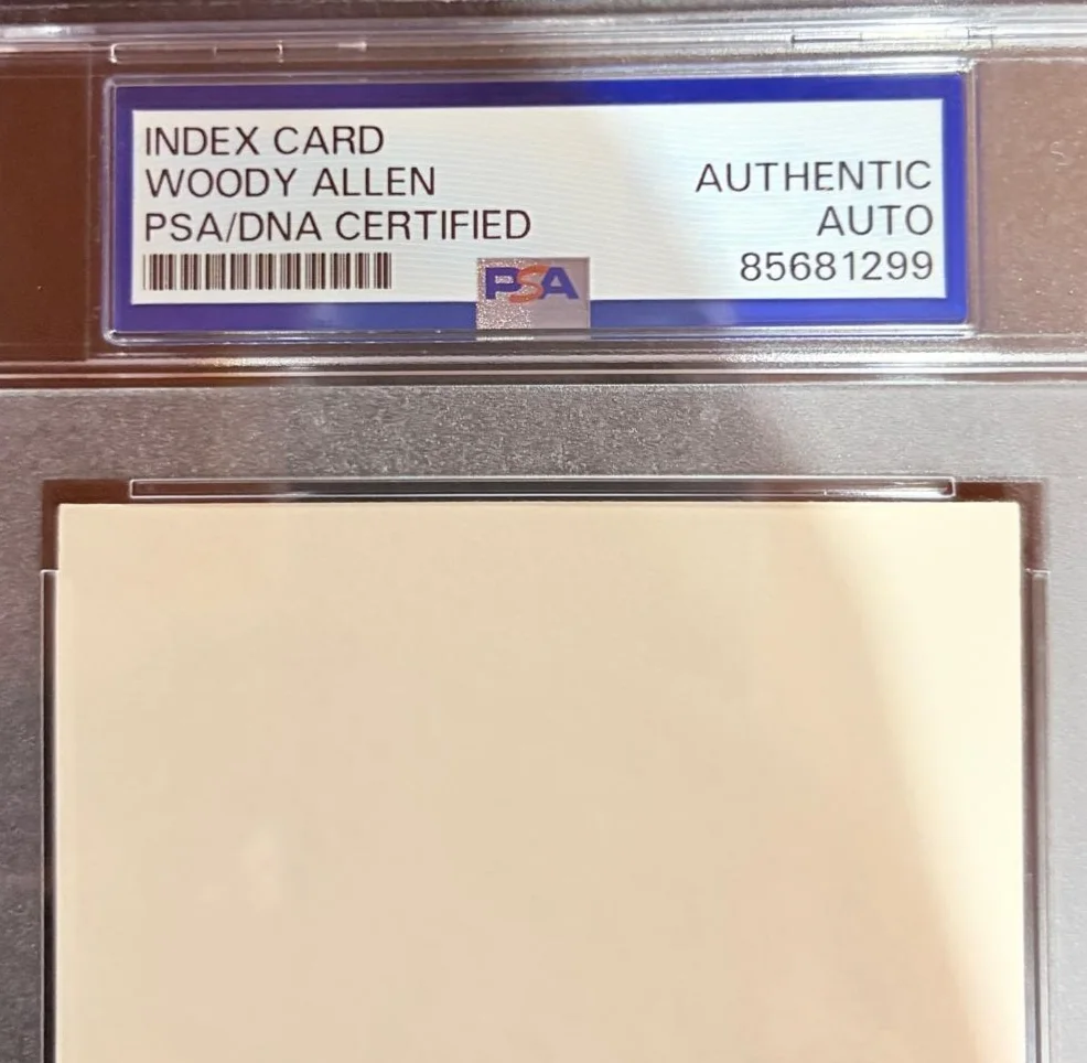 Woody Allen — WOODY ALLEN SIGNED AUTOGRAPHED INDEX CARD ENCAPSULATED PSA ANNIE HALL MANHATTAN, изображение 3