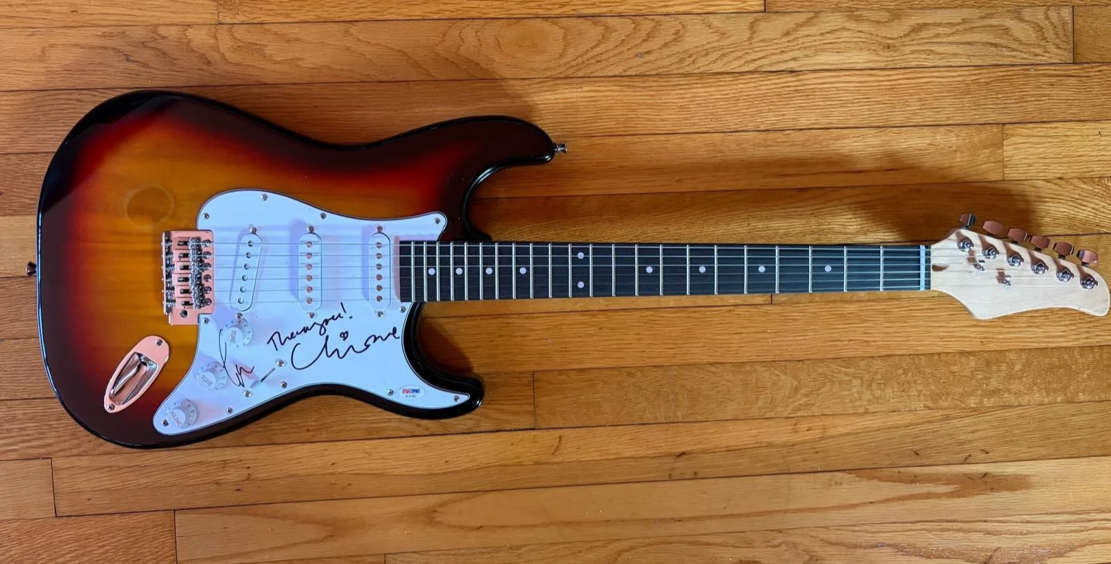 Lindsey Buckingham, Christine Mcvie — LINDSEY BUCKINGHAM CHRISTINE MCVIE SIGNED STRATOCASTER GUITAR FLEETWOOD MAC PSA, image 2