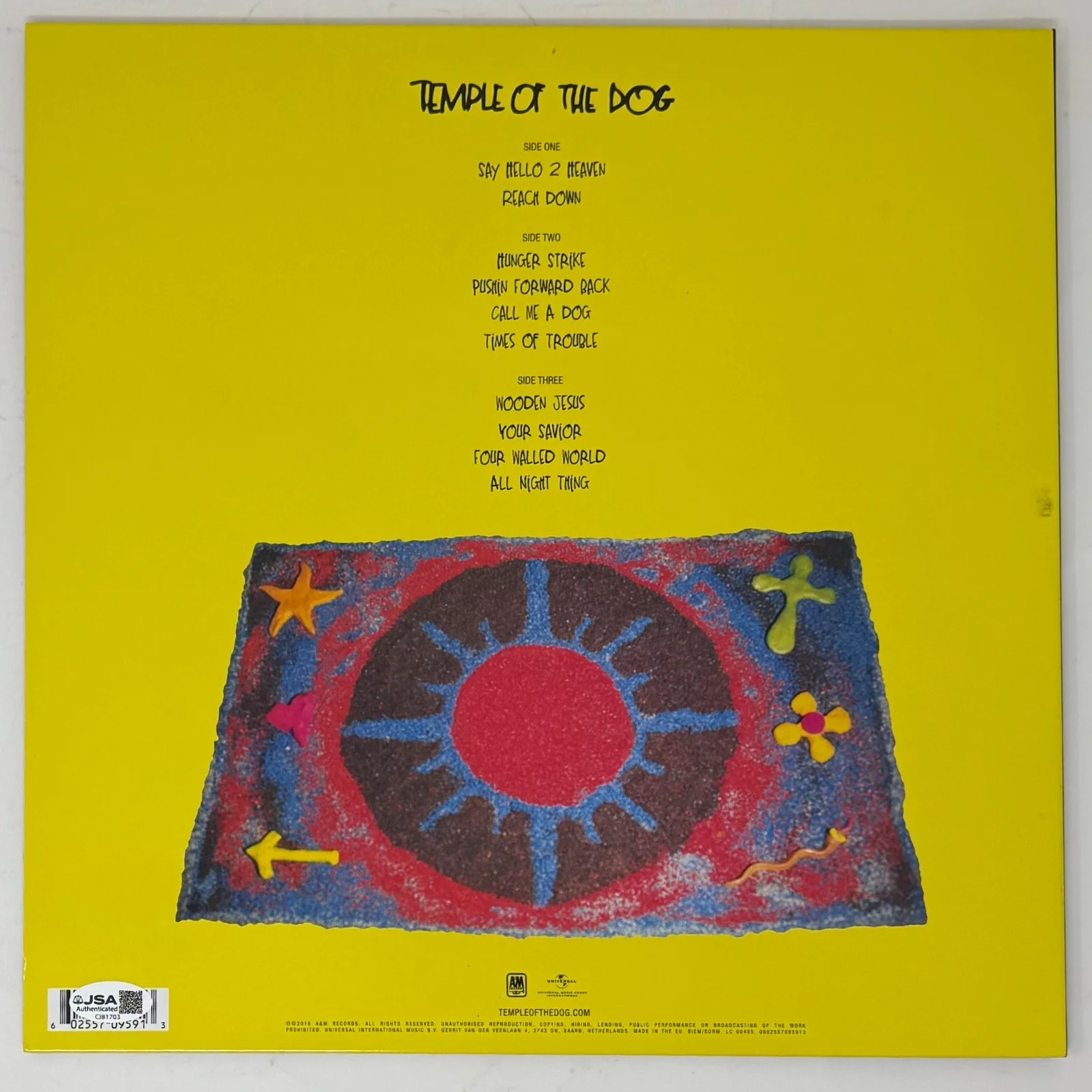 Stone Gossard Signed Temple of the Dog Vinyl Record Album Cover Pearl Jam JSA, изображение 3