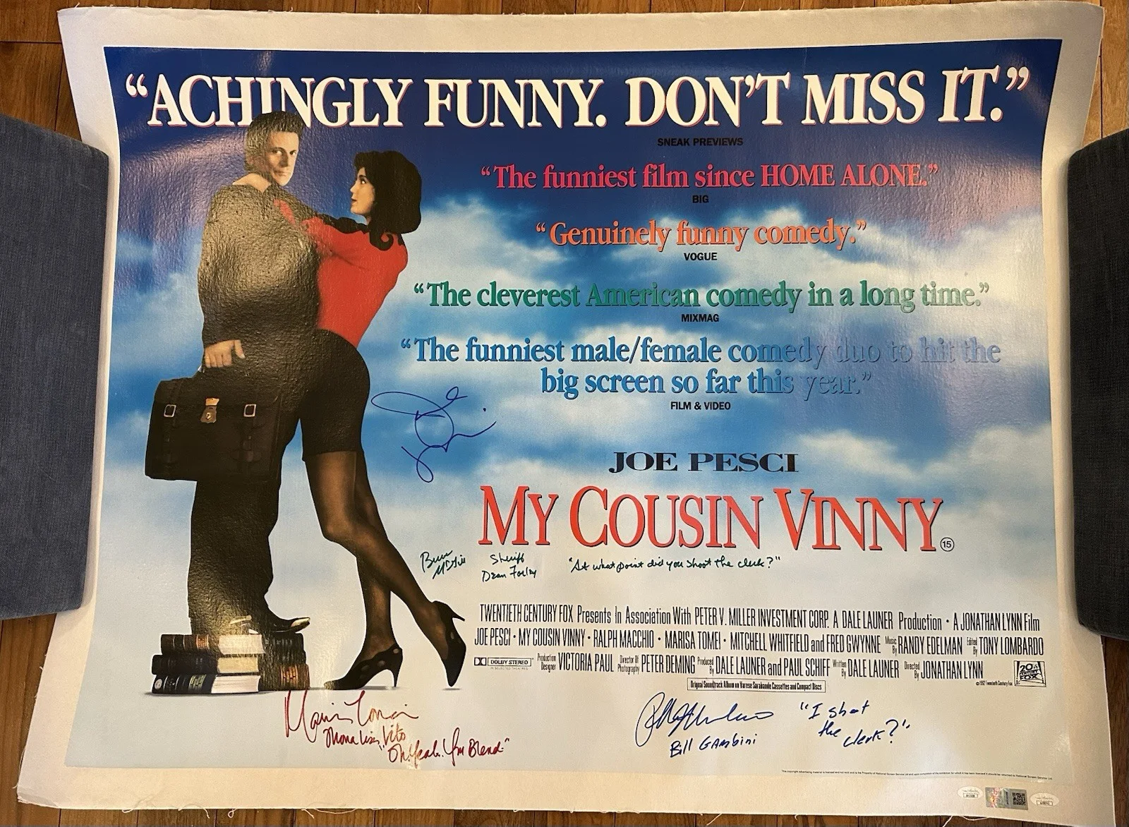 Joe, Pesci, Bruce McGill, Ralph Macchio, Marisa Tomei — My Cousin Vinny Signed Canvas Movie Poster JSA Certified