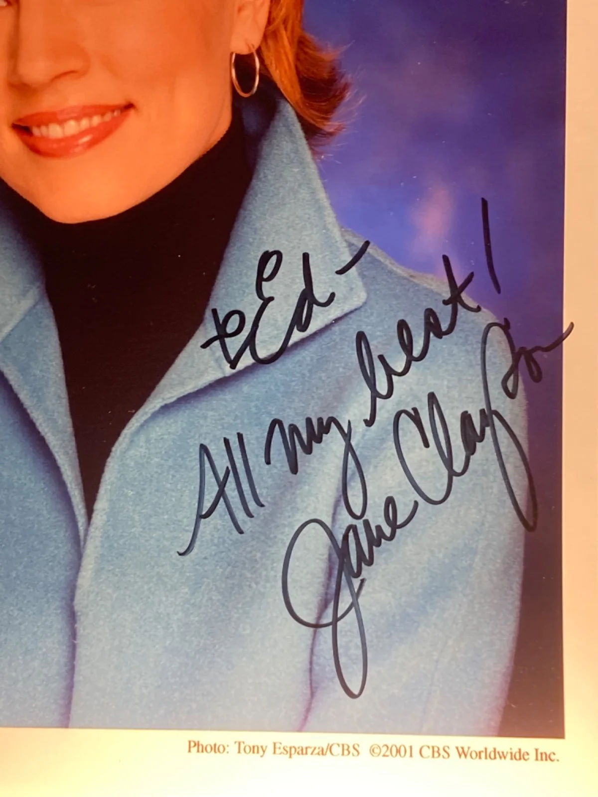 Hand SIGNED Jane Clayson 8x10 (2001) CBS Press Photo (To Ed) Early Show, TV Host, изображение 3