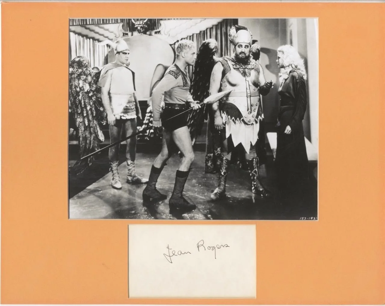 JEAN ROGERS — JEAN ROGERS-ORIGINAL AUTOGRAPHED INDEX CARD-MATTED WITH PHOTO-"FLASH GORDON"