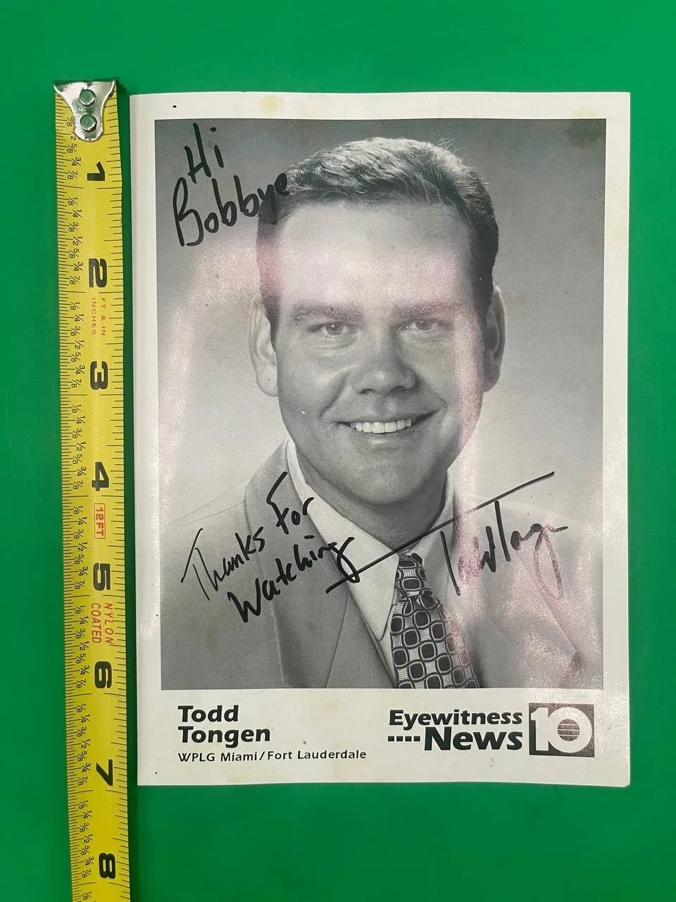Todd Tongen Signed Photo Eyewitness News WPLG Channel 10 Miami - EB34, изображение 2