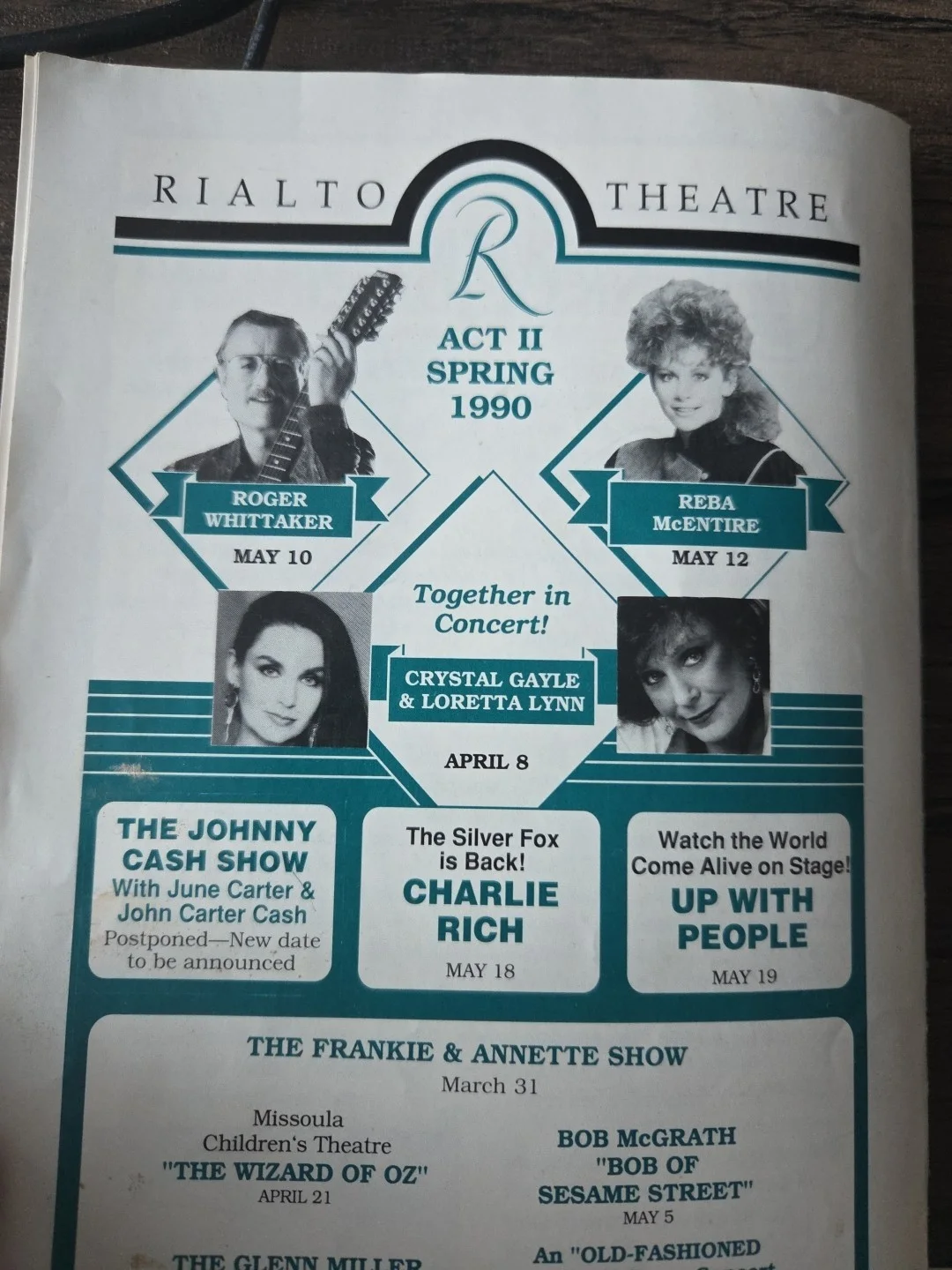 Loretta Lynn Crystal Gale — Loretta Lynn Crystal Gale Rialto Theatre Spring 1990 Signed Playbill, image 3