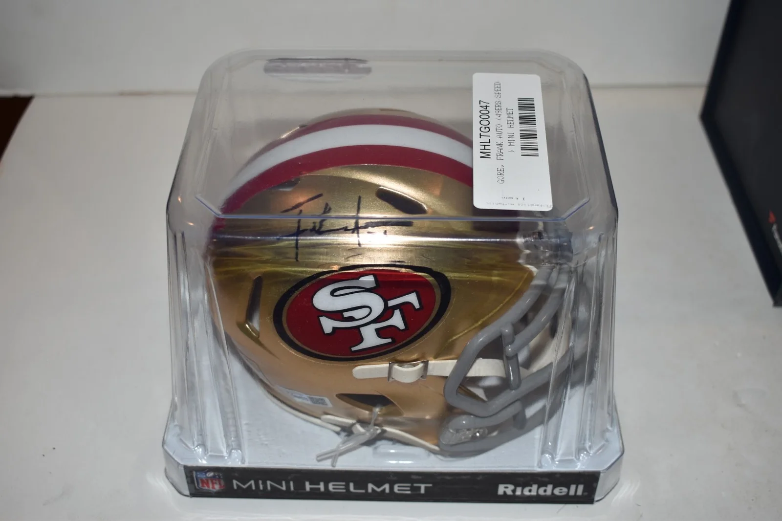FRANK GORE — FRANK GORE SAN FRANCISCO 49ERS AUTOGRAPHED MINI HELMET MHLTGO0047 (SJL48), изображение 3
