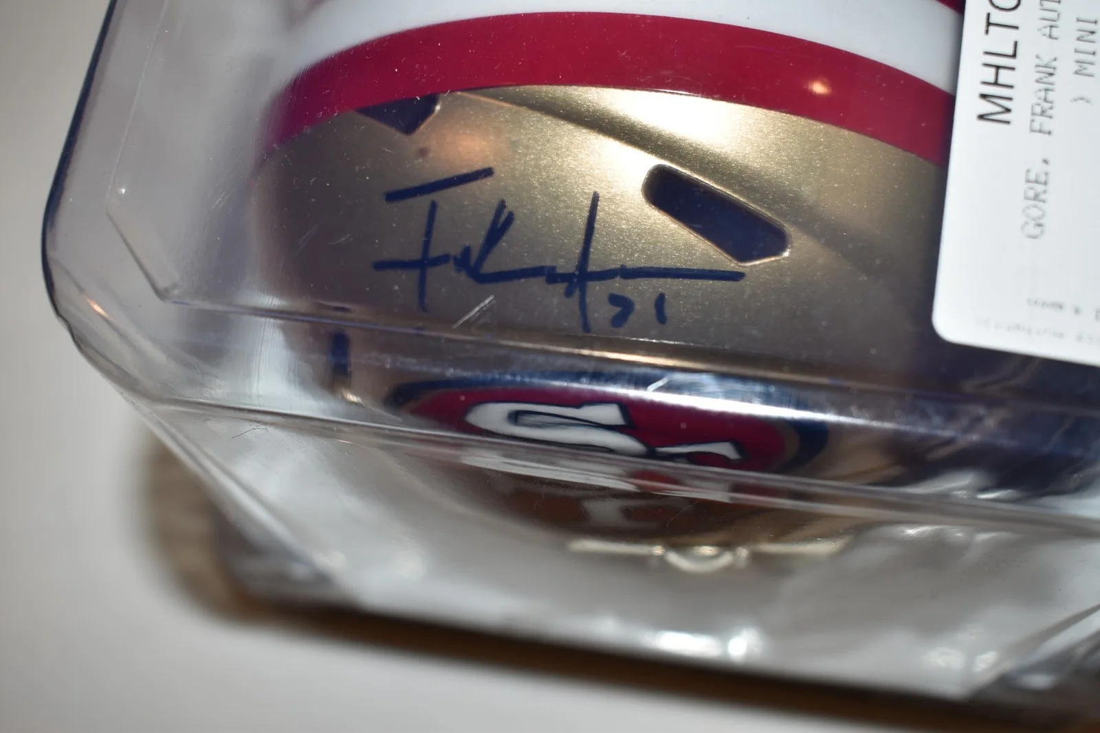 FRANK GORE — FRANK GORE SAN FRANCISCO 49ERS AUTOGRAPHED MINI HELMET MHLTGO0047 (SJL48), изображение 5