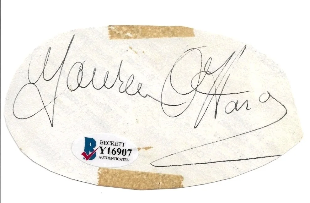 Maureen O'Hara — Maureen O’Hara Signed Cut Autograph Beckett Certified Classic Hollywood