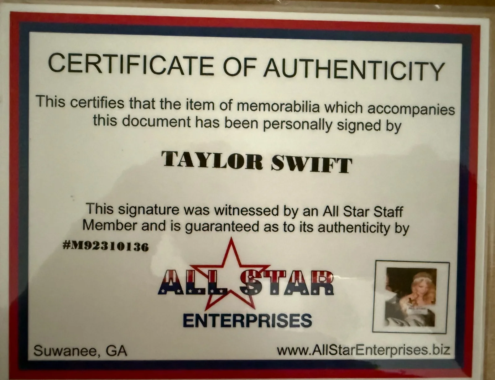 Taylor Swift Signed CD Framed Display w/ COA Autographed Music Memorabilia, image 4