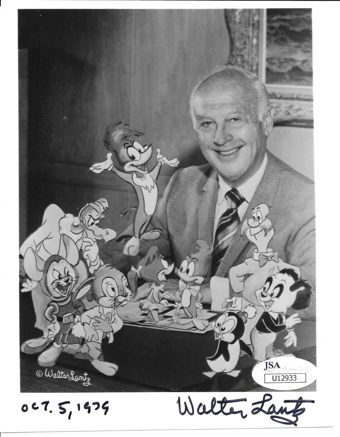 Walter Lantz — Walter Lantz Signed Dated Photo 1959 Woody Woodpecker Creator JSA Auto