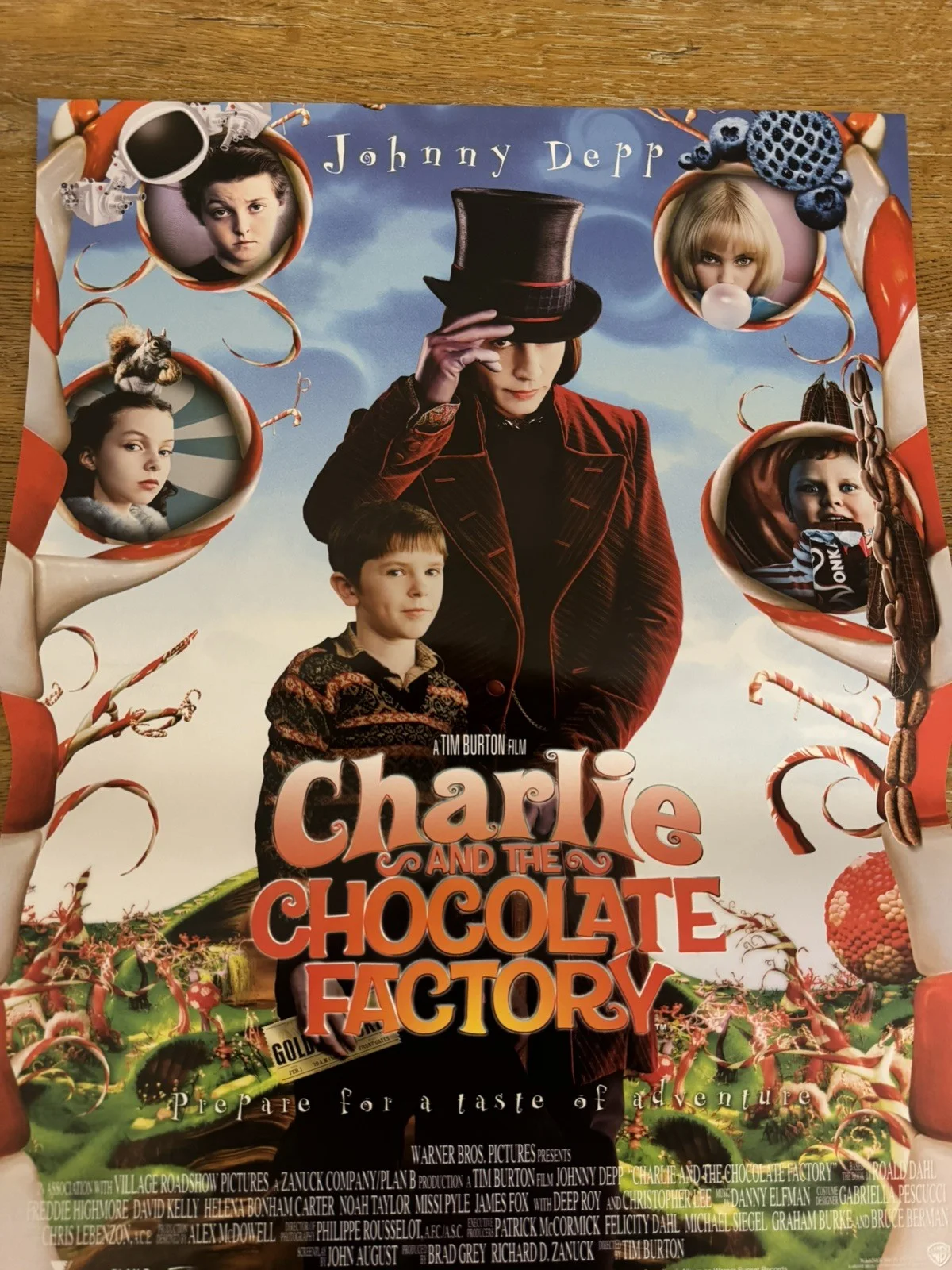 Charlie and the chocolate factory Original Video DVD Shop VHS Poster 2005, изображение 2