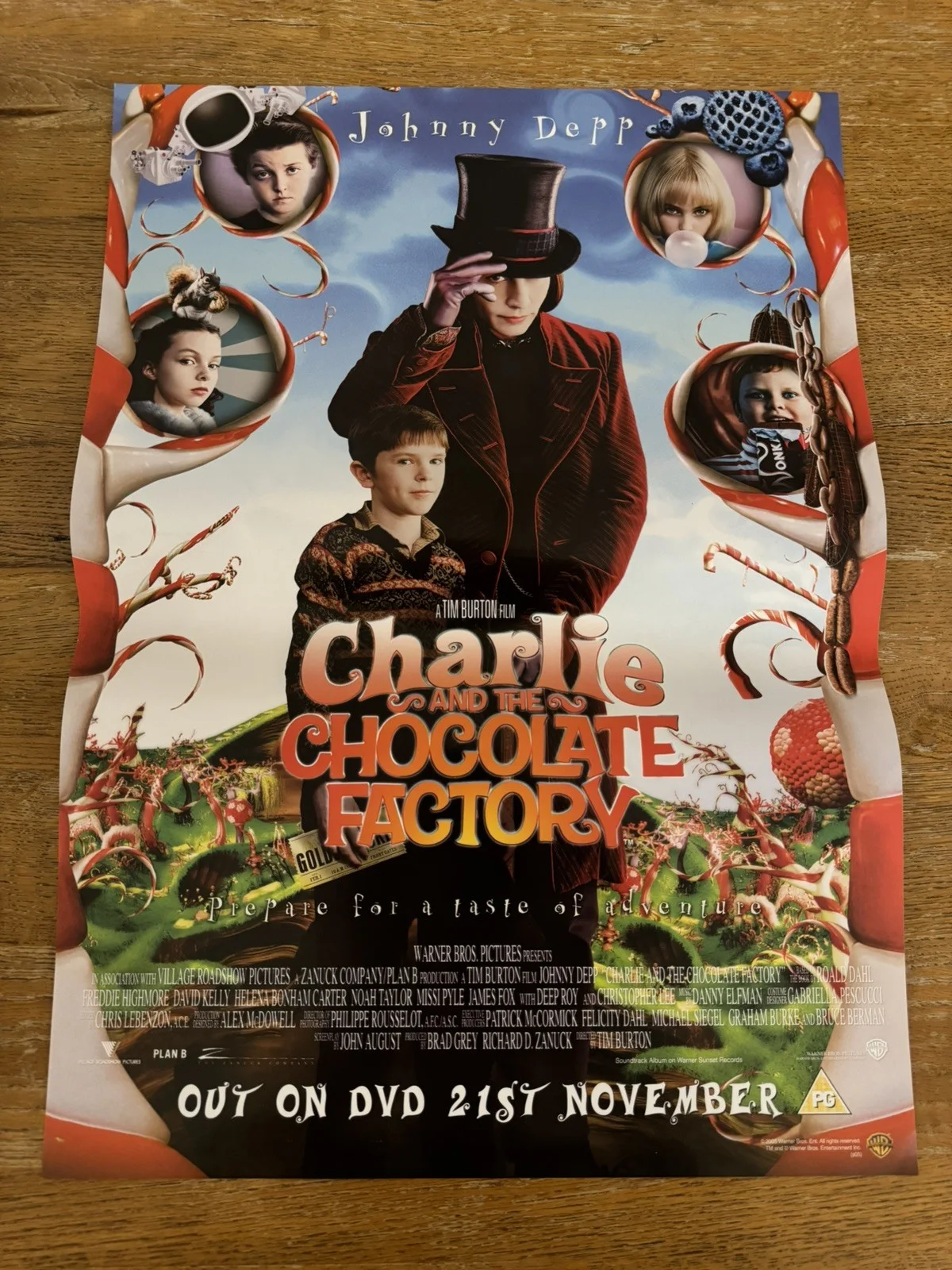 Charlie and the chocolate factory Original Video DVD Shop VHS Poster 2005, изображение 3