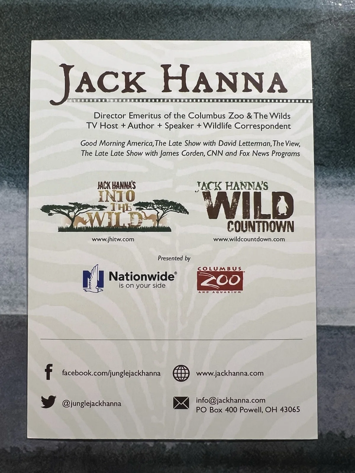Signed Jack Hanna 5x7in Postcard Autograph, image 2