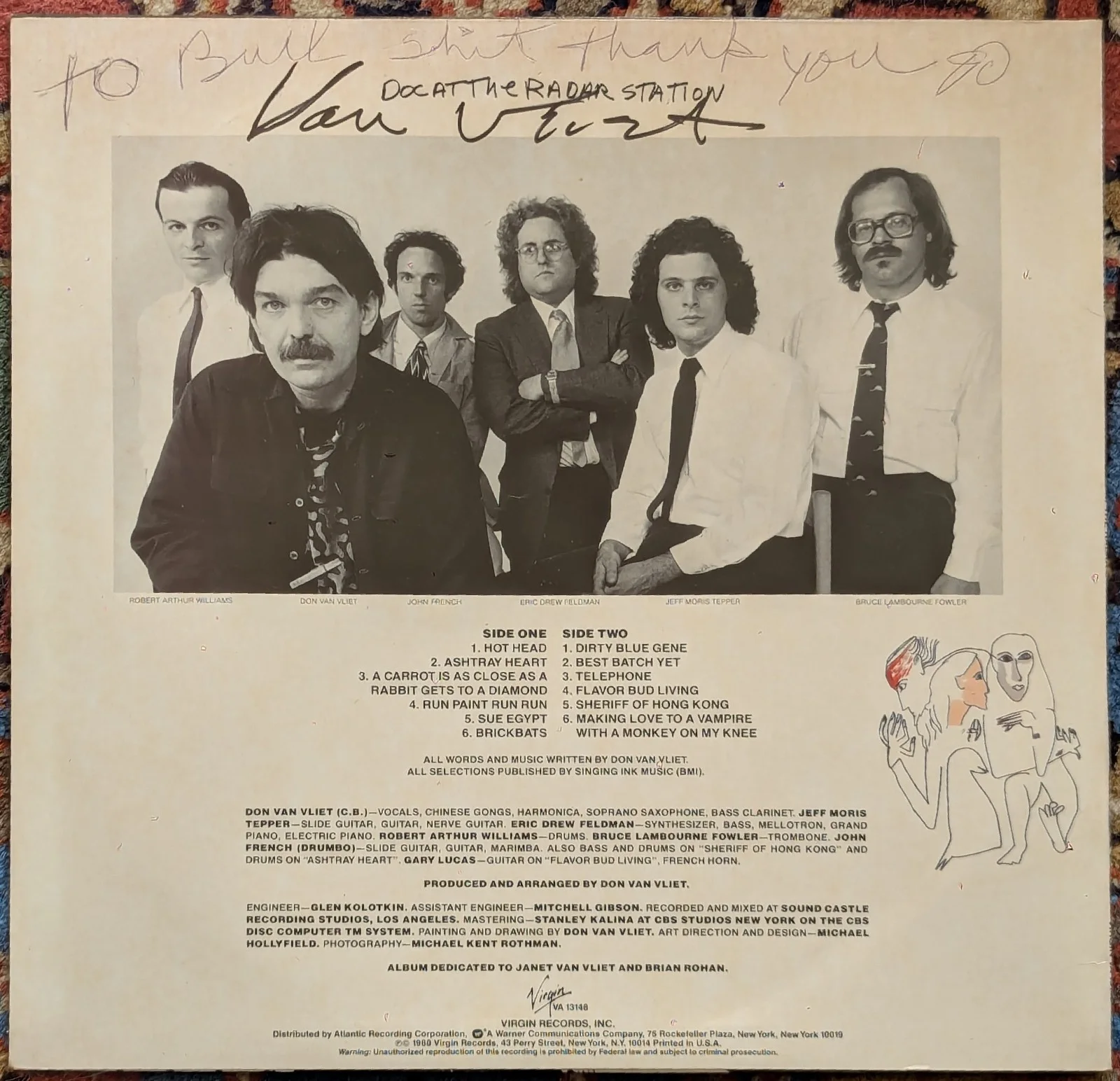 Signed Captain Beefheart Doc at the Radar Station LP Unique (Authenticated), image 2