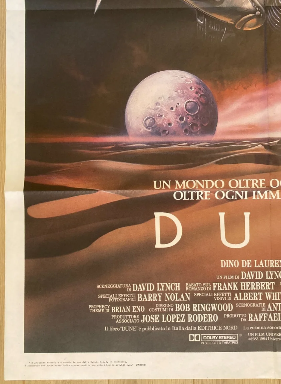 DUNE 1984 Original Cinema ITALIAN 2 Fogli Movie POSTER 39x55in David Lynch Cult, изображение 4
