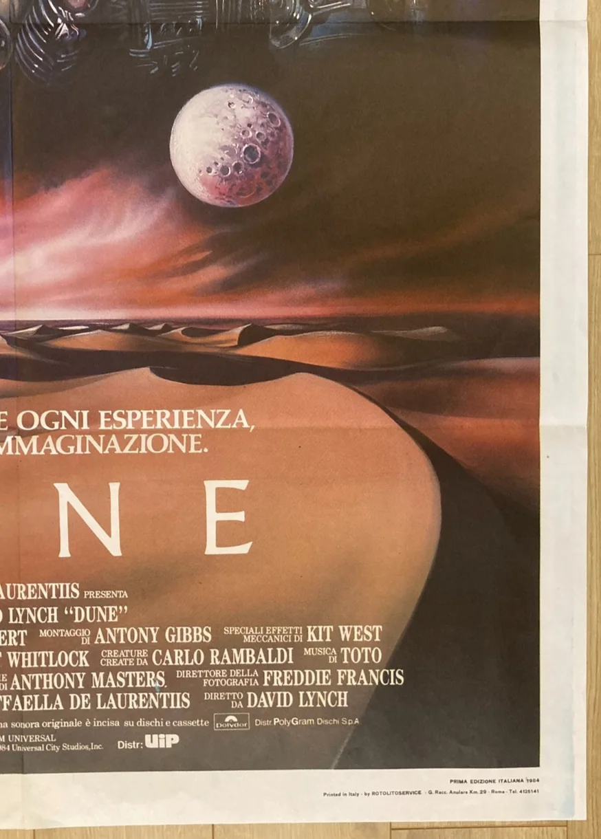 DUNE 1984 Original Cinema ITALIAN 2 Fogli Movie POSTER 39x55in David Lynch Cult, изображение 5
