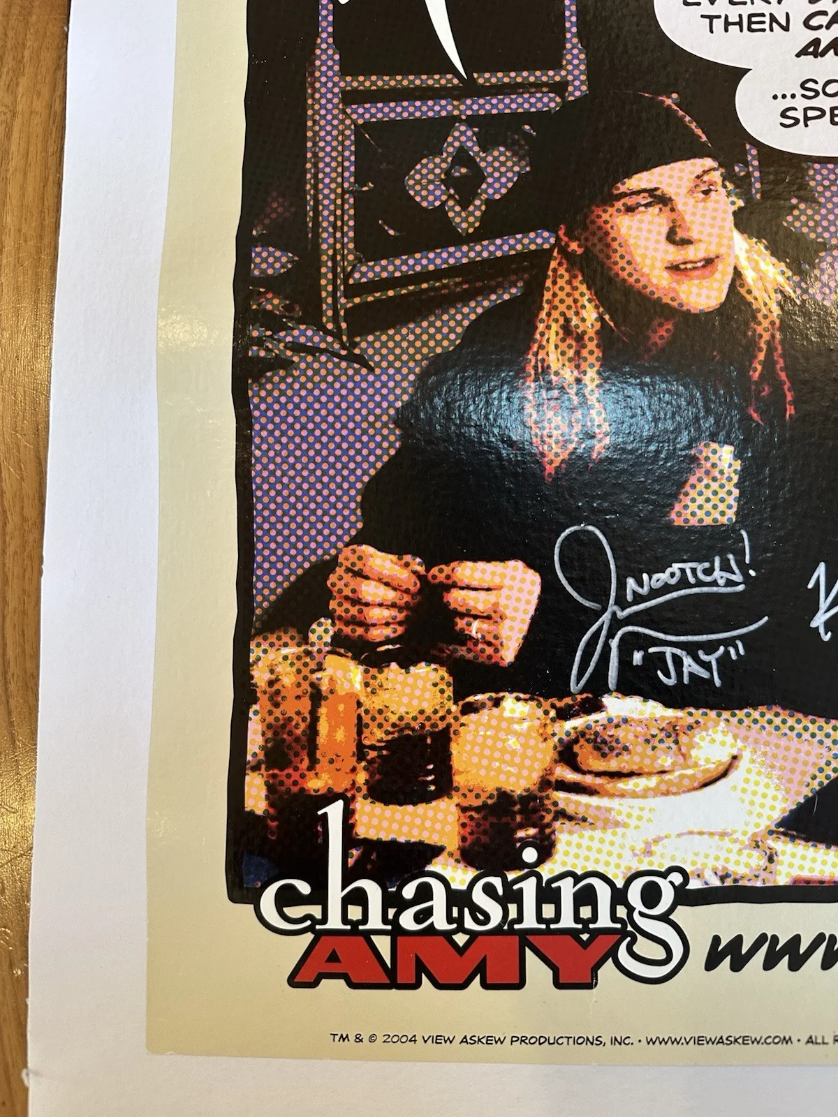 Kevin Smith, Jason Mewes — Chasing Amy Jay And Silent Bob Signed Canvas Poster JSA Certified 21x 38.5", image 2