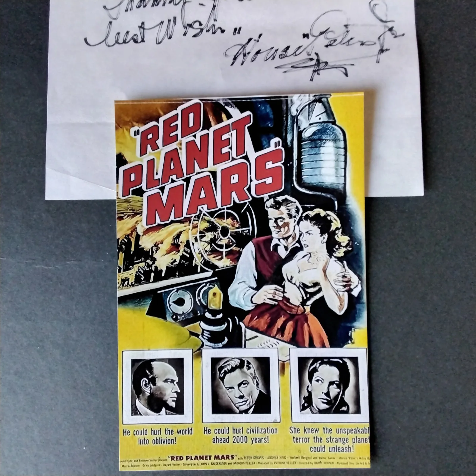 House Peters Jr SIGNED 1993 Letter Photo B Movie TV Actor Red Planet Mars Clean, изображение 2