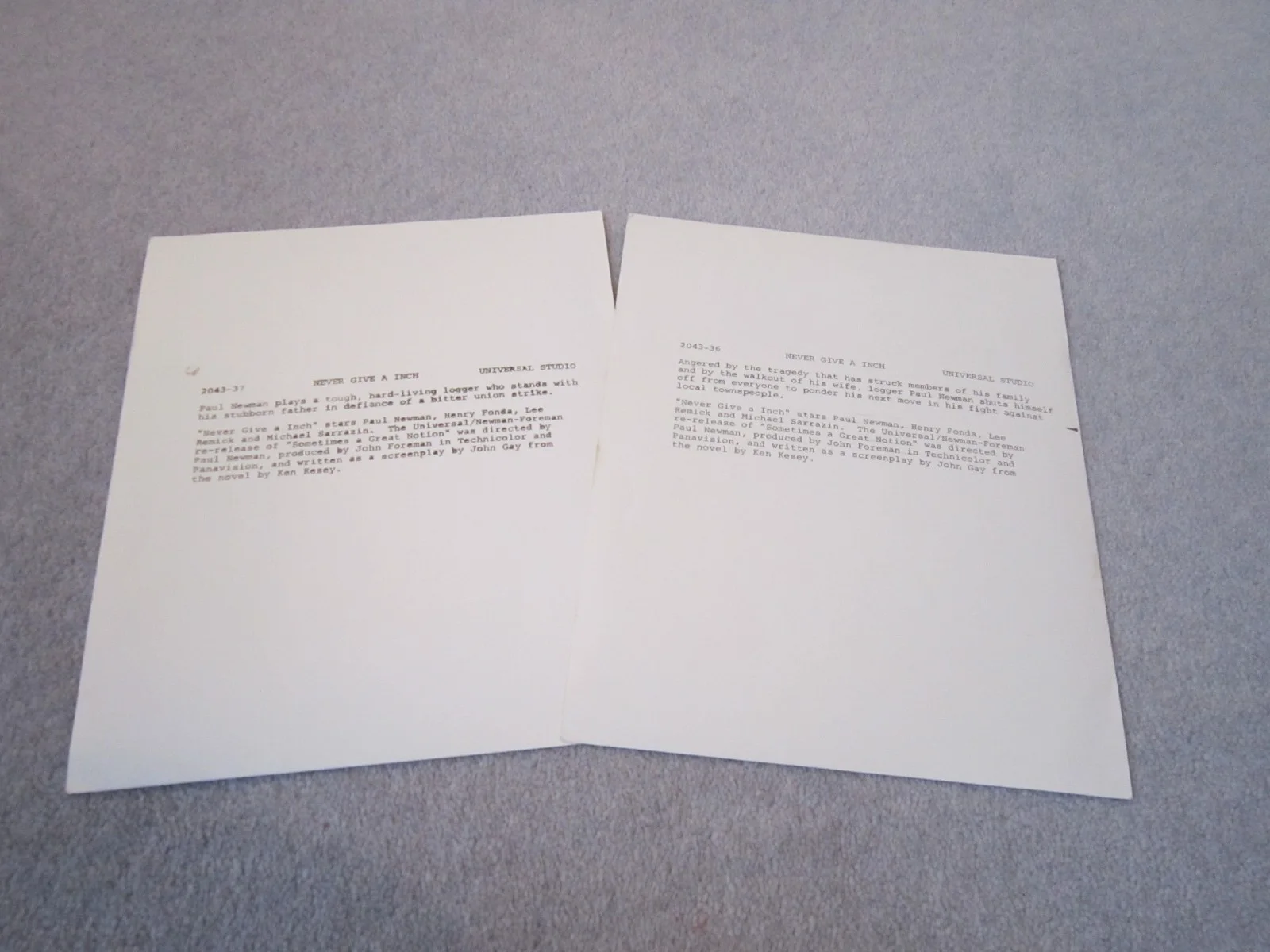 2 x Universal studio photos from,never give an inch ,with Paul Newman, изображение 2