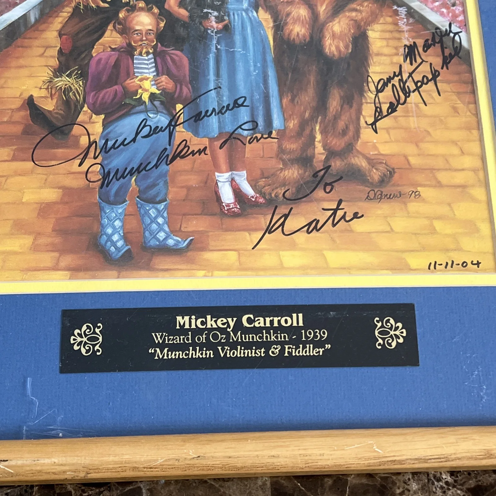 Mickey Carrol Wizard Of Oz Munchkin 1939 “Muchkin Violinist & Fiddler AUTOGRAPHS, изображение 2