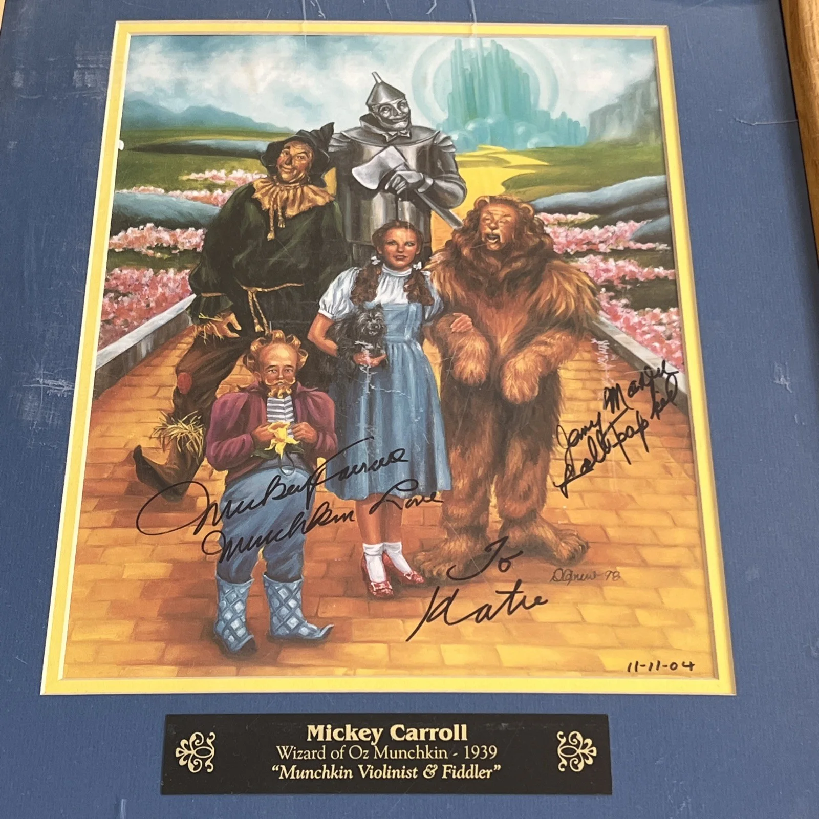 Mickey Carrol Wizard Of Oz Munchkin 1939 “Muchkin Violinist & Fiddler AUTOGRAPHS, изображение 5