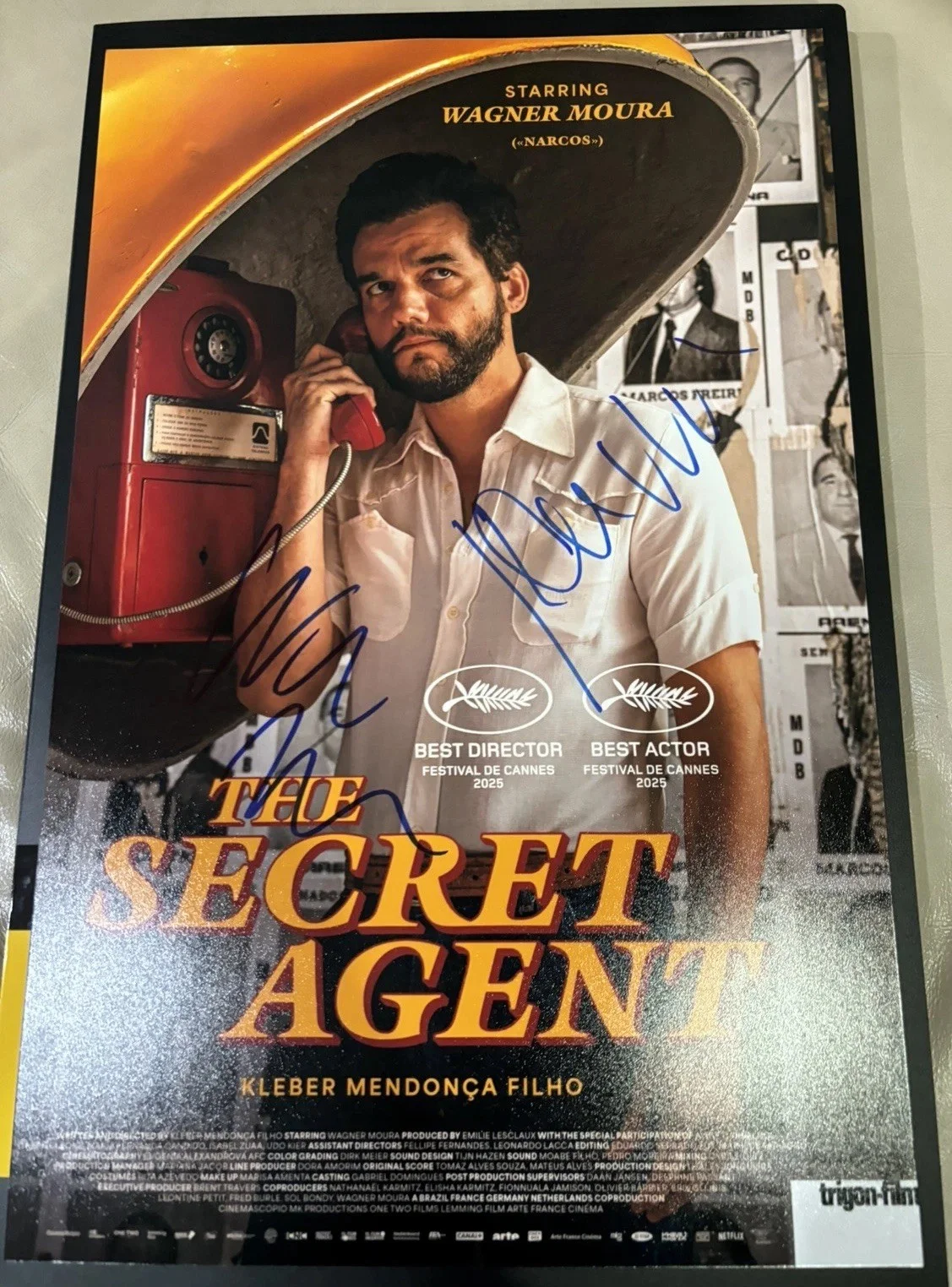 Wagner Moura and Kleber Mendonça Filho — The Secret Agent 11x17 Photo Signed by Wagner Moura and Kleber Mendonça Filho