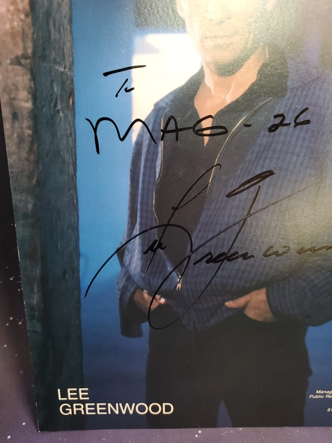 Lee Greenwood autographed signed 8x10 photo RARE USMC MAG-26 Music, изображение 2