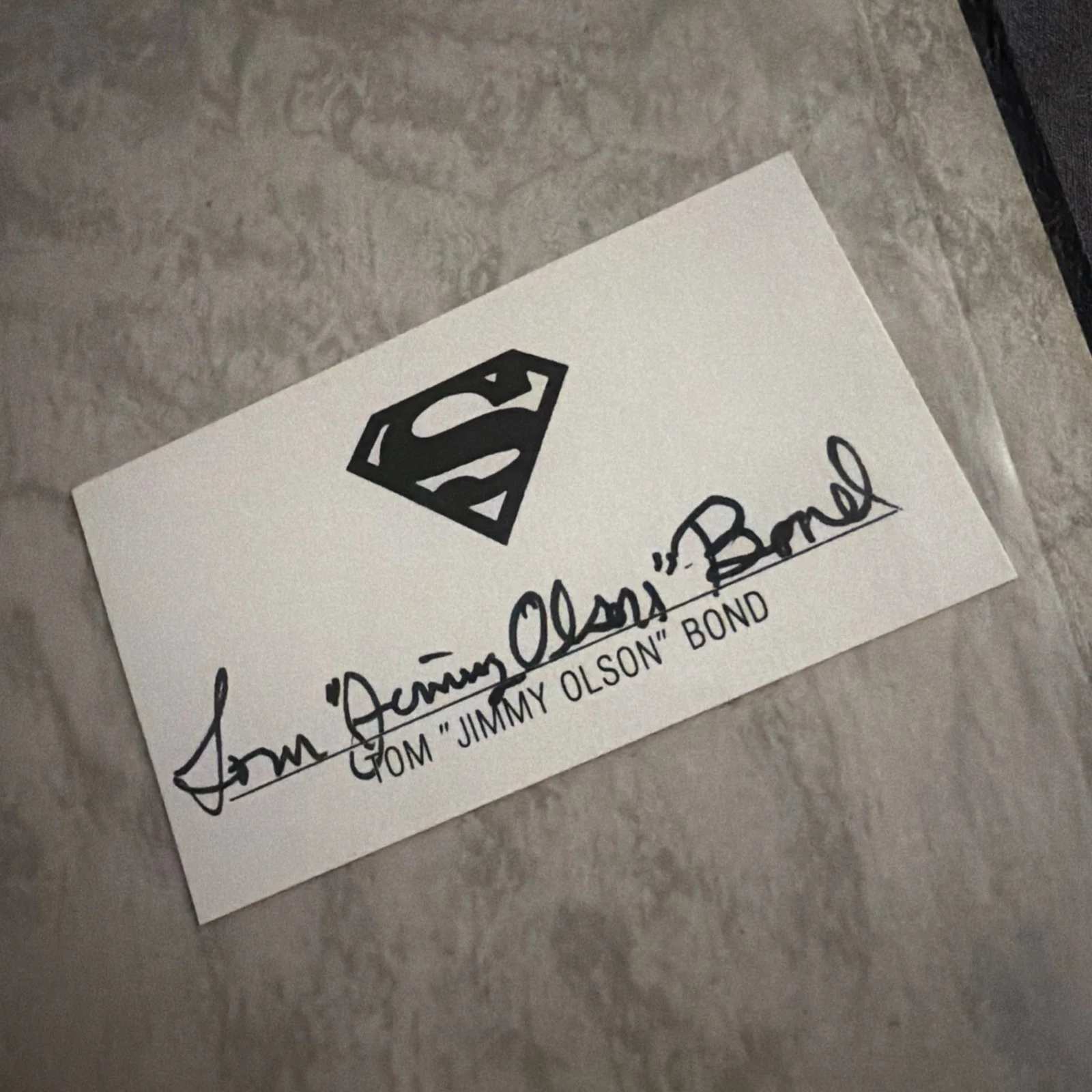 Tom “ Jimmy Olsen” Bond Signed Card Jimmy Olsen Superman Autograph Vintage, image 2