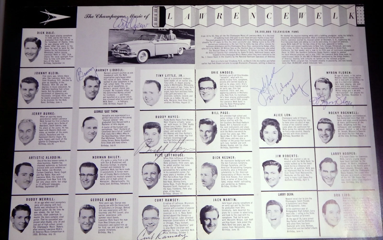 Lawrence Welk, Band Members — Lawrence Welk Signed cover of members of his band folder ~ Free Shipping, изображение 4