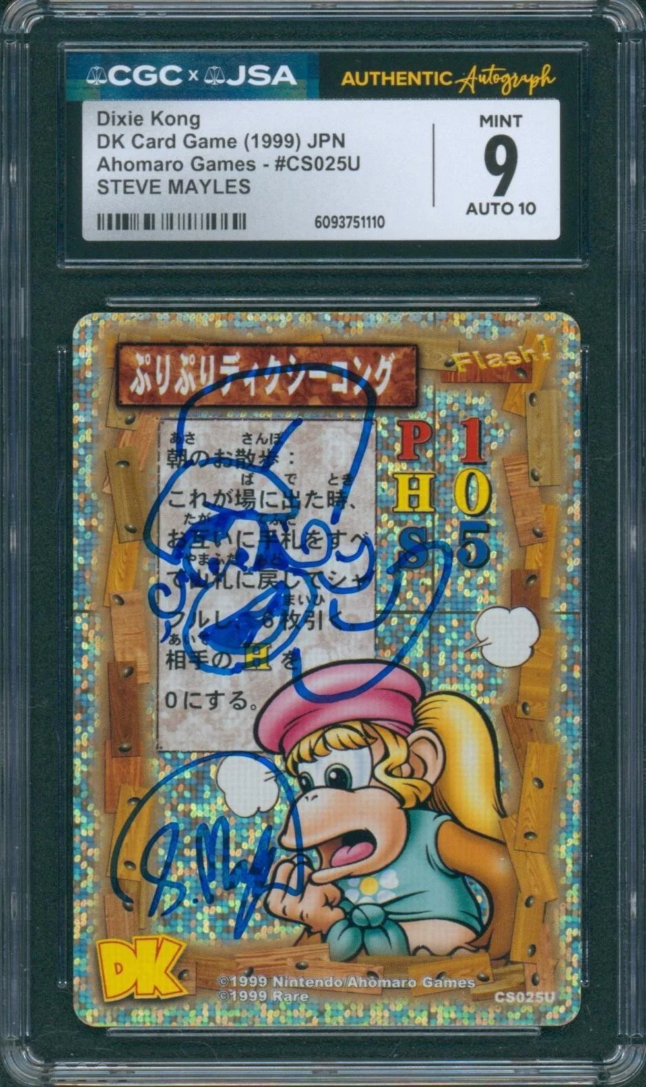 Steve Mayles — Steve Mayles Sketched/Signed Card Donkey Kong Tiny Kong Mint 9 CGC x JSA SLAB