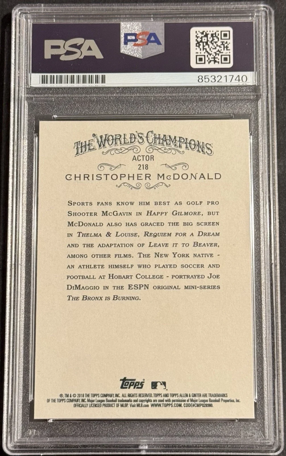 Christopher Mcdonald — Christopher McDonald 2018 Allen & Ginter Card Happy Gilmore PSA/DNA Slabbed, image 2