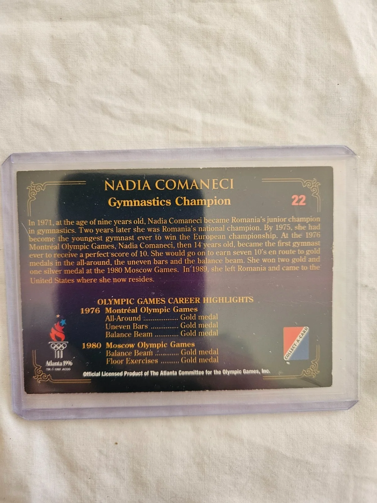 Grand Champion Nadia Comaneci signed 1996 Olympic Trading Card, изображение 2