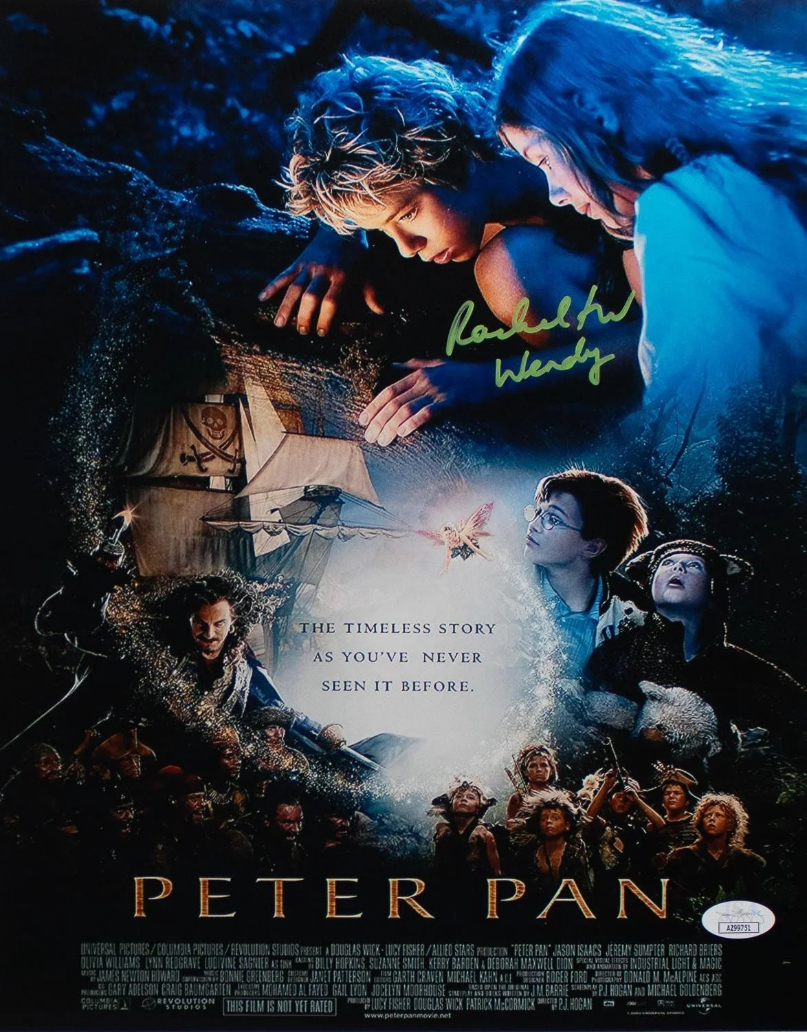 Rachel Hurd-Wood — Rachel Hurd-Wood Signed "Peter Pan" 11" x 14" Movie Poster